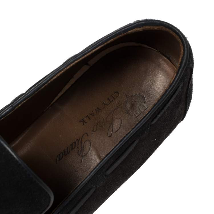 Pre Owned Loro Piana Navy Blue Suede Tassel Slip On Loafers Size 42.5