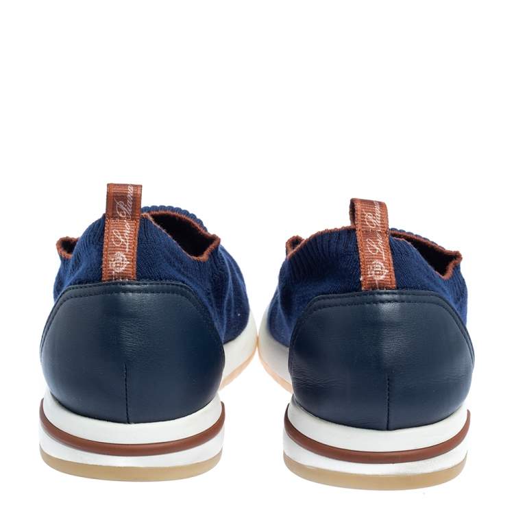 Pre Owned Loro Piana Blue Knit Fabric Flexy Walk Sneakers Size 43