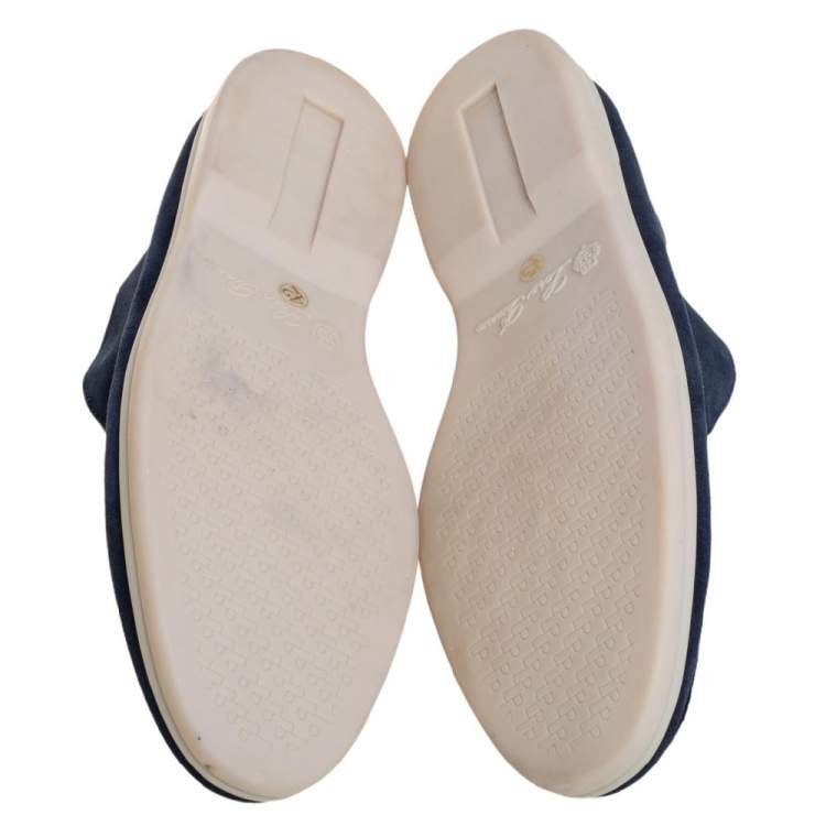 Pre Owned Loro Piana Blue Suede Summer Walk Slip On Loafers Size 42