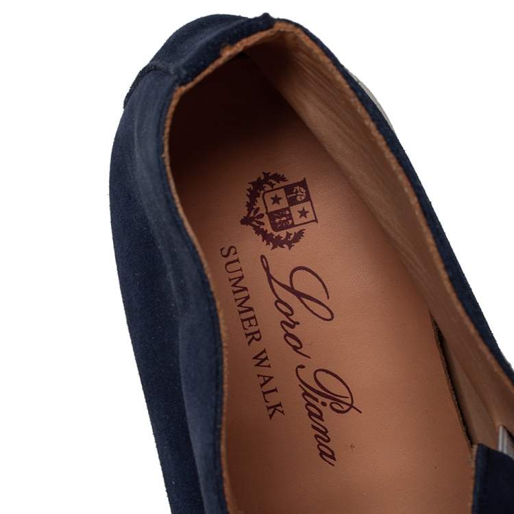 Pre Owned Loro Piana Blue Suede Summer Walk Slip On Loafers Size 42