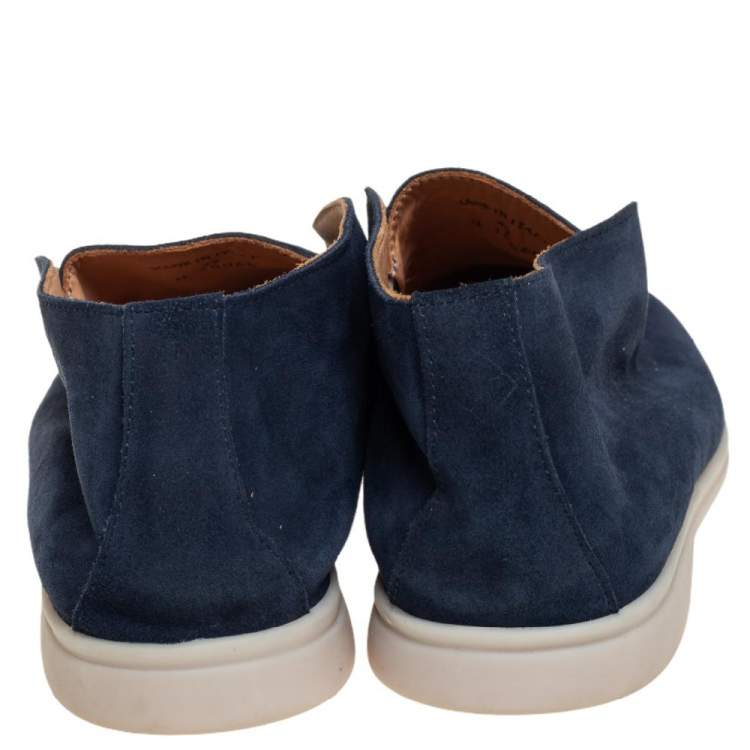 Pre Owned Loro Piana Blue Suede Summer Walk Slip On Loafers Size 42
