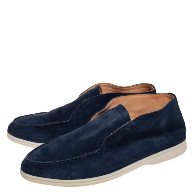 Pre Owned Loro Piana Blue Suede Summer Walk Slip On Loafers Size 42