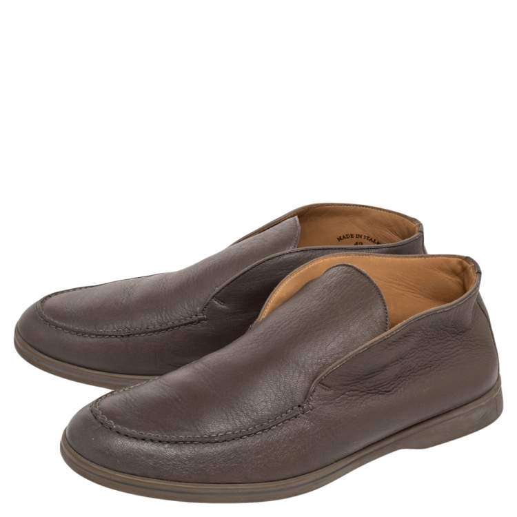 مملوكة مسبقًا Loro Piana Brown Leather Open Walk Ankle Boots Size 42