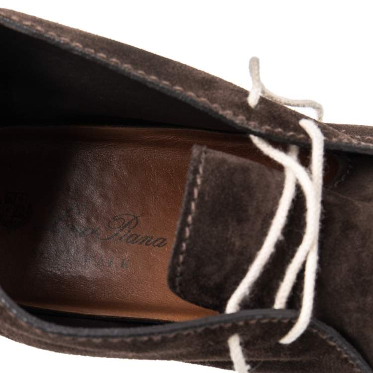 Pre Owned Loro Piana Brown Suede Soft Walk Lace Up Ankle Boots Size 44