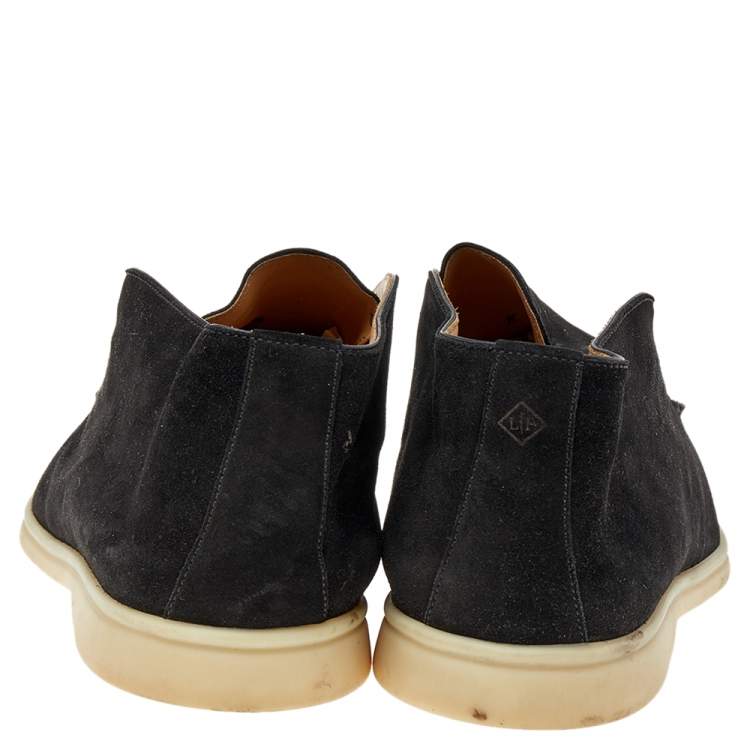 Pre Owned Loro Piana Black Suede Open Walk Ankle Boots Size 47
