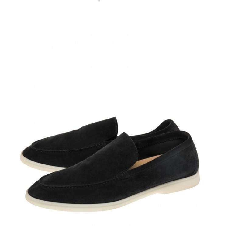 Pre Owned Loro Piana Black Suede Summer Walk Loafers Size 46