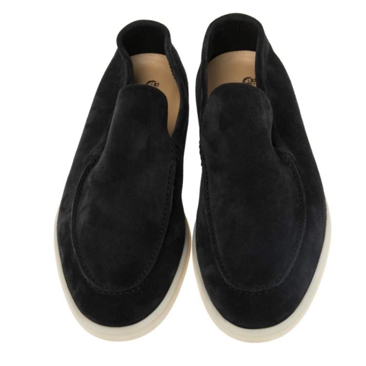 Pre Owned Loro Piana Black Suede Summer Walk Loafers Size 46