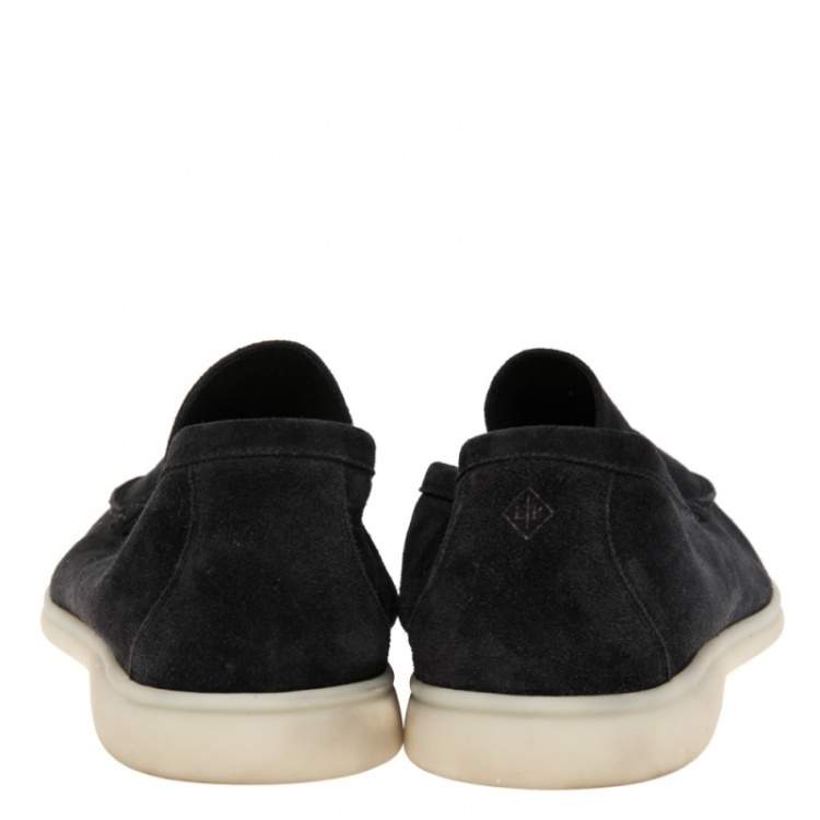 Pre Owned Loro Piana Black Suede Summer Walk Loafers Size 46