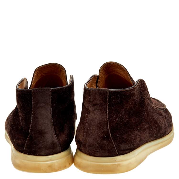 Pre Owned Loro Piana Brown Suede Open Walk Ankle Boots Size 41