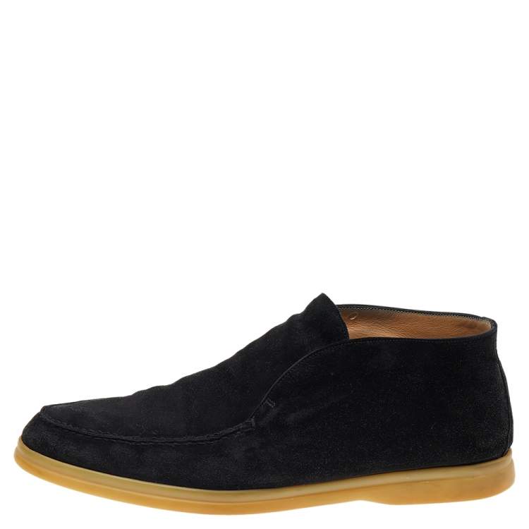 Pre Owned Loro Piana Black Suede Open Walk Ankle Boots Size 40.5