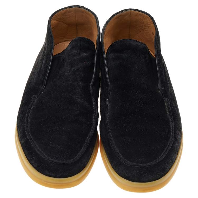 Pre Owned Loro Piana Black Suede Open Walk Ankle Boots Size 40.5