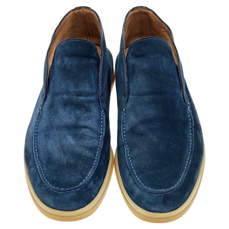 Pre Owned Loro Piana Blue Suede Open Walk Ankle Boots Size 40.5