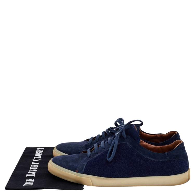 Pre Owned Loro Piana Blue Suede And Wool Freetime Walk Low Top Sneakers Size 43