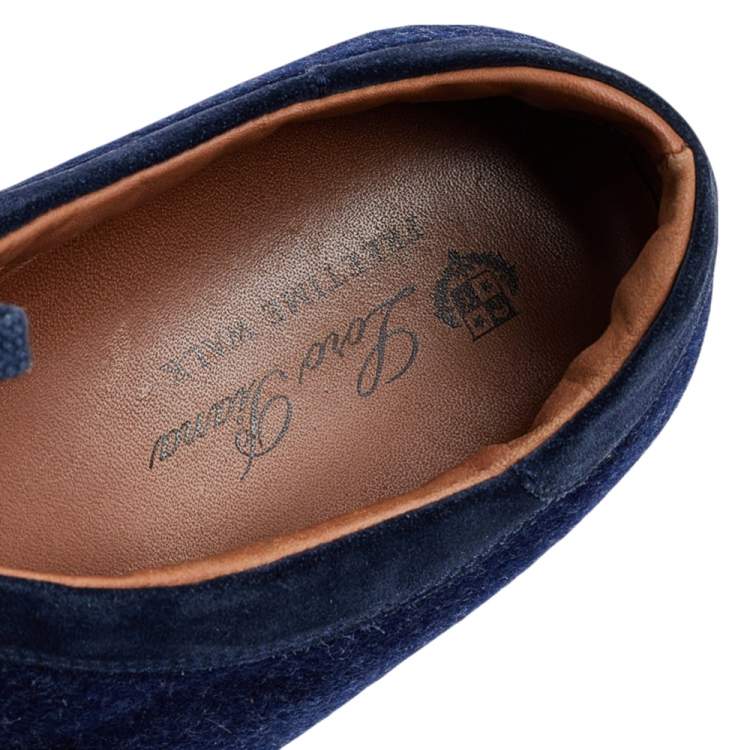 Pre Owned Loro Piana Blue Suede And Wool Freetime Walk Low Top Sneakers Size 43