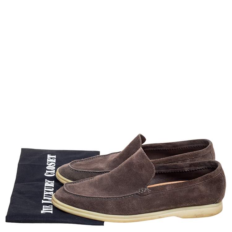 Pre Owned Loro Piana Brown Suede 'Summer Walk' Slip On Loafers Size 42