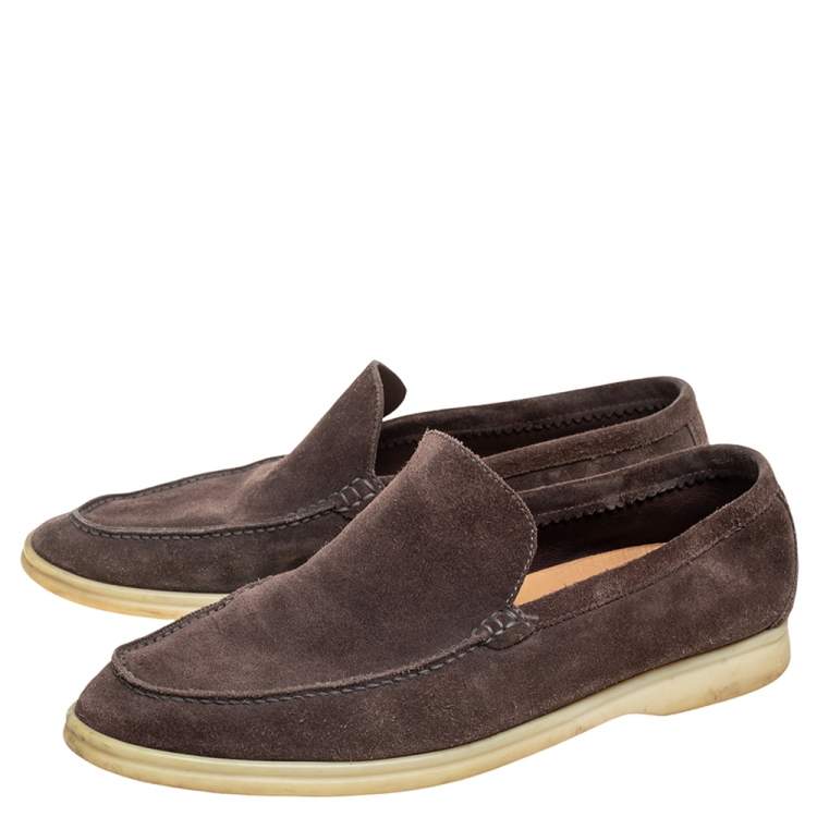 Pre Owned Loro Piana Brown Suede 'Summer Walk' Slip On Loafers Size 42