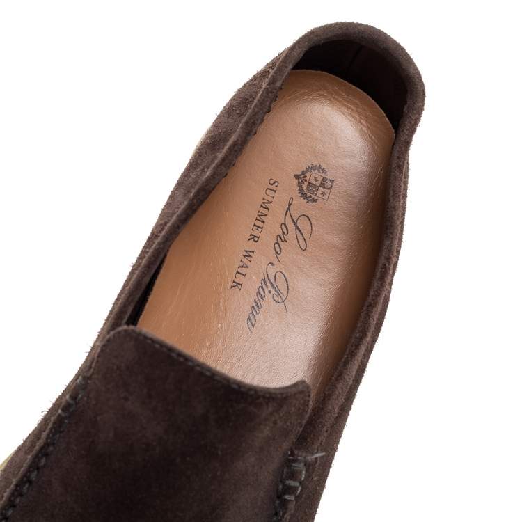 Pre Owned Loro Piana Brown Suede 'Summer Walk' Slip On Loafers Size 42