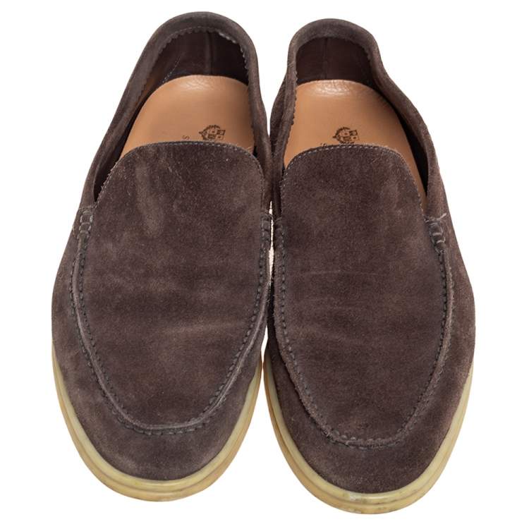 Pre Owned Loro Piana Brown Suede 'Summer Walk' Slip On Loafers Size 42