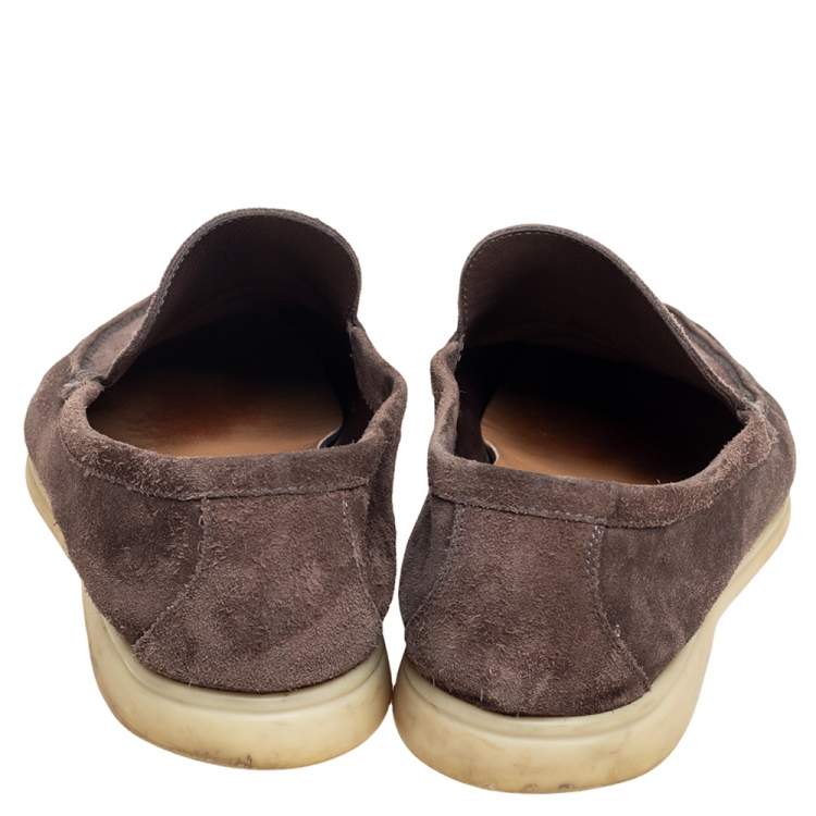 Pre Owned Loro Piana Brown Suede 'Summer Walk' Slip On Loafers Size 42
