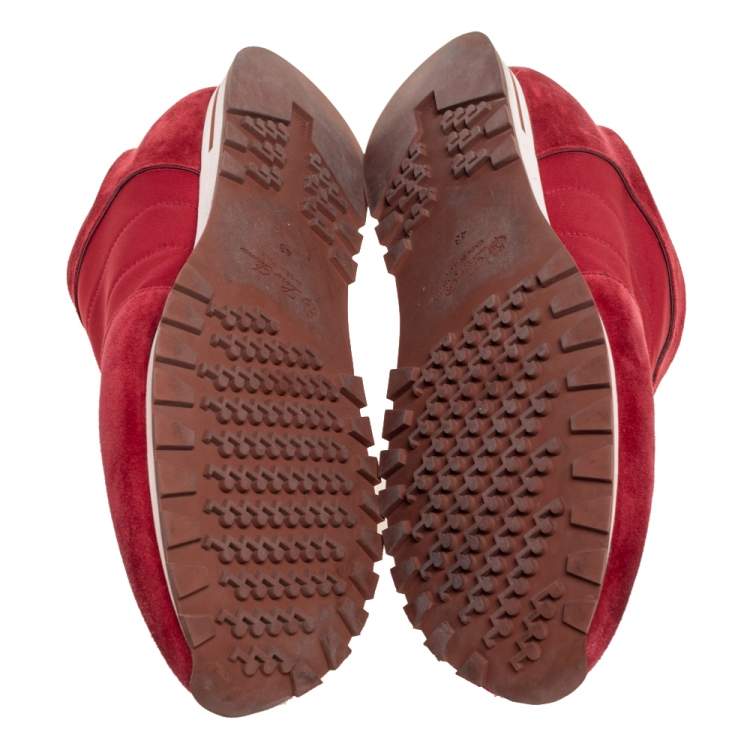 Pre Owned Loro Piana Red Suede And Fabric Flexy Walk Sneakers Size 43