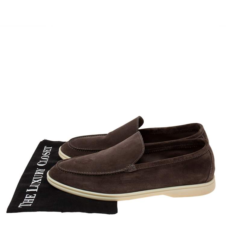 Pre Owned Loro Piana Brown Suede  Summer Walk Loafers Size 45 