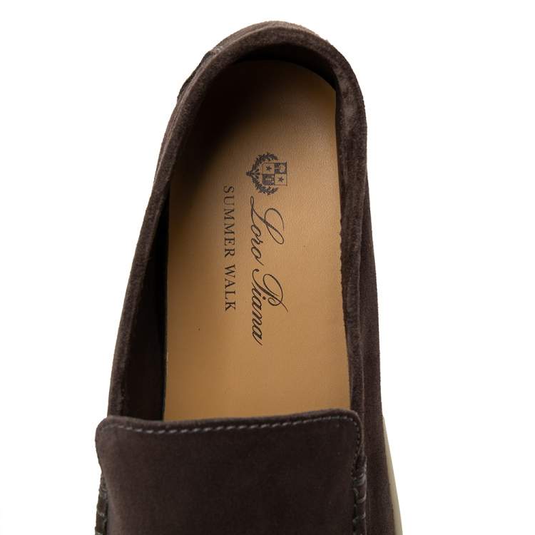 Pre Owned Loro Piana Brown Suede  Summer Walk Loafers Size 45 