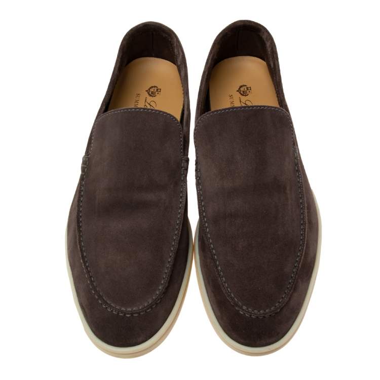 Pre Owned Loro Piana Brown Suede  Summer Walk Loafers Size 45 