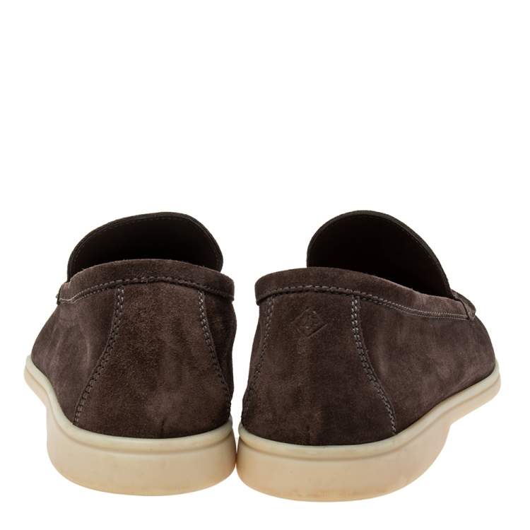 Pre Owned Loro Piana Brown Suede  Summer Walk Loafers Size 45 