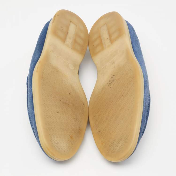 Pre Owned Loro Piana Blue Suede 'Summer Walk' Slip On Loafers Size 45 