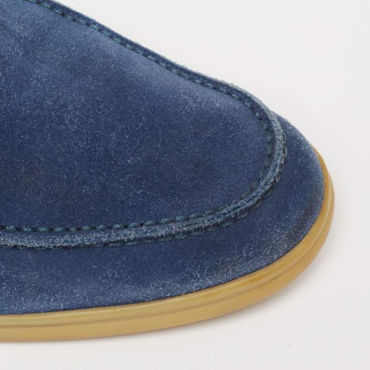 Pre Owned Loro Piana Blue Suede 'Summer Walk' Slip On Loafers Size 45 
