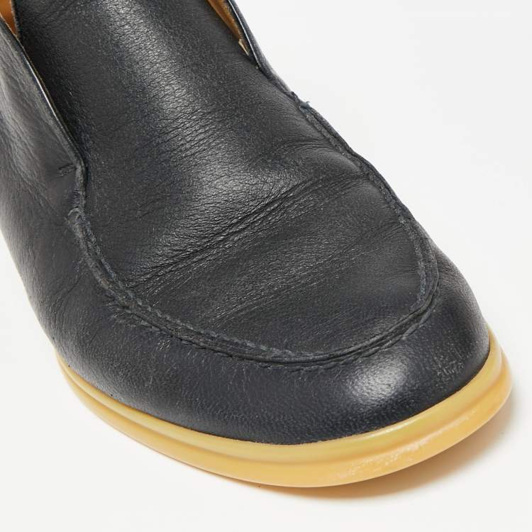 Pre Owned Loro Piana Black Leather Open Walk Ankle Boots Size 41