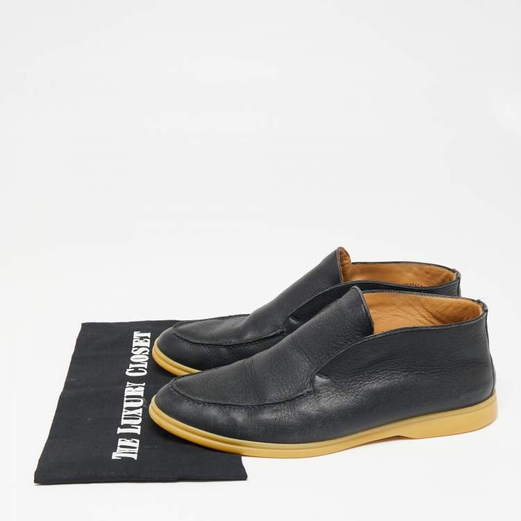 Pre Owned Loro Piana Black Leather Open Walk Ankle Boots Size 41