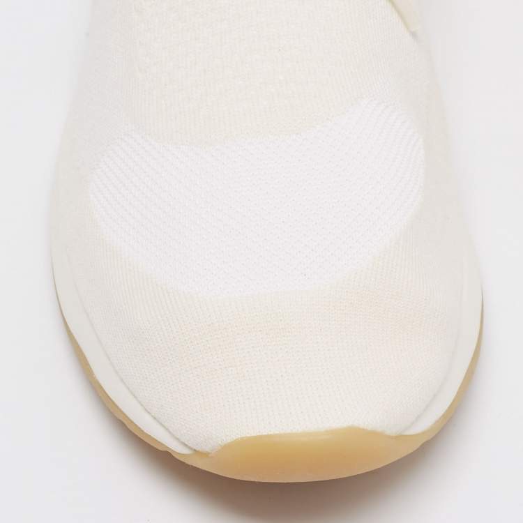 Pre Owned Loro Piana White/Grey Fabric And Leather Lady Flexy Walk Sneakers Size 45