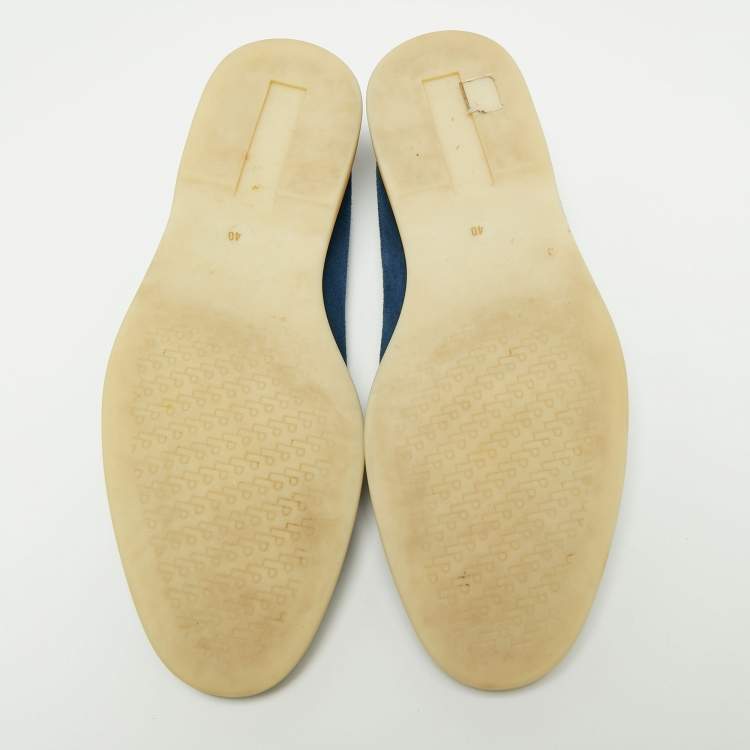 Pre Owned Loro Piana Blue Suede Summer Walk Charms Piping Loafer Size 40