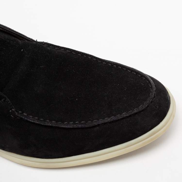 Pre Owned Loro Piana Black Suede Open Walk Ankle Boots Size 40.5