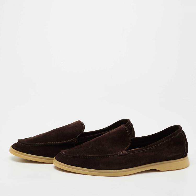 Pre Owned Loro Piana Brown Suede 'Summer Walk' Slip On Loafers Size 41.5