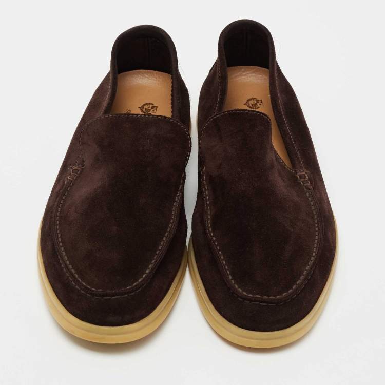 Pre Owned Loro Piana Brown Suede 'Summer Walk' Slip On Loafers Size 41.5