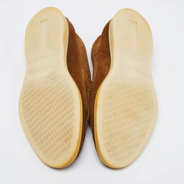 Pre Owned Loro Piana Brown Suede Summer Walk Slip On Loafers Size 41.5