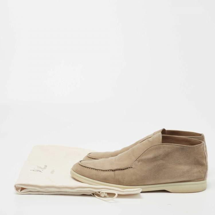 Pre Owned Loro Piana Beige Suede Open Walk Ankle  Boots Size 40.5