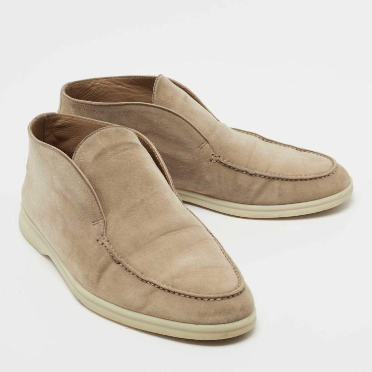 Pre Owned Loro Piana Beige Suede Open Walk Ankle  Boots Size 40.5