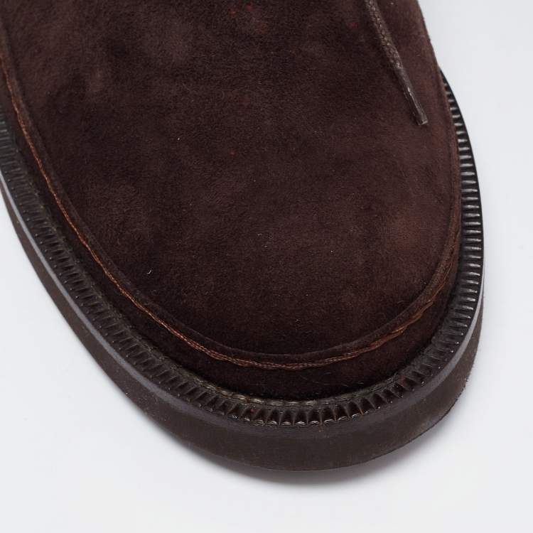 مملوكة مسبقًا Loro Piana Dark Brown Suede Lace Up Ankle Boots Size 39