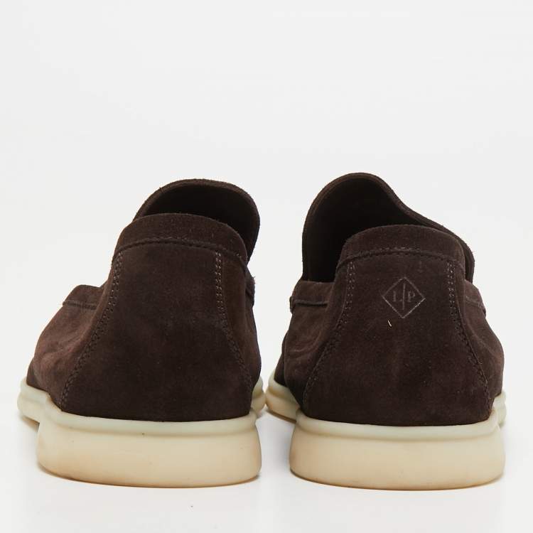 Pre Owned Loro Piana Brown Suede Summer Walk Slip On Loafers Size 41.5