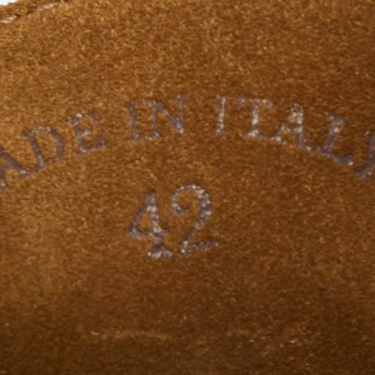 Pre Owned Loro Piana Light Brown Suede Lace Up Ankle Boots Size 42