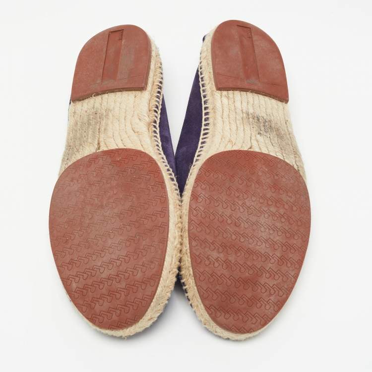 Pre Owned Loro Piana Dark Purple Suede Seaside Walk Espadrilles Size 44