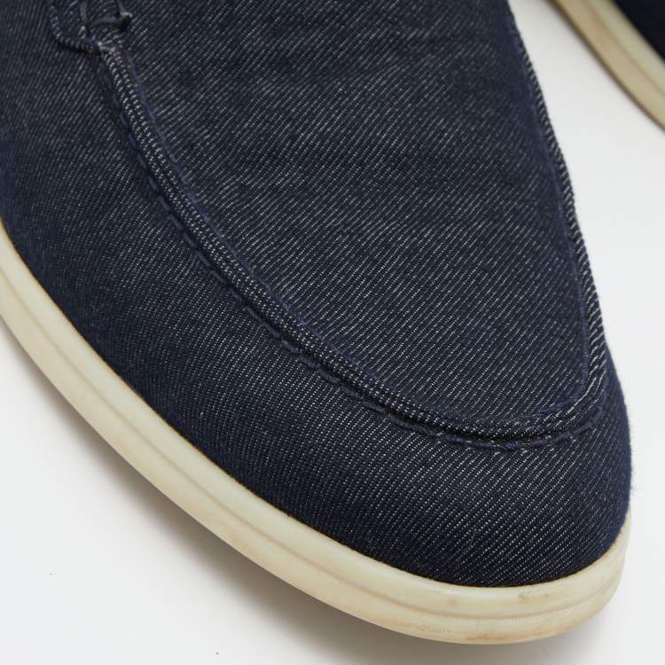 Pre Owned Loro Piana Blue Denim 'Summer Walk' Slip On Loafers Size 42