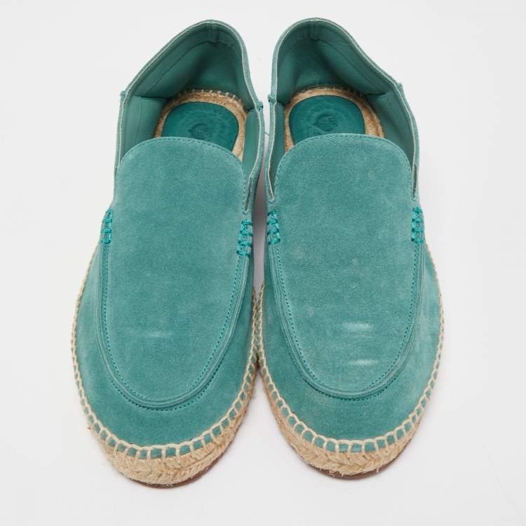مملوكة مسبقًا Loro Piana Green Suede Summer Walk Loafers Size 42
