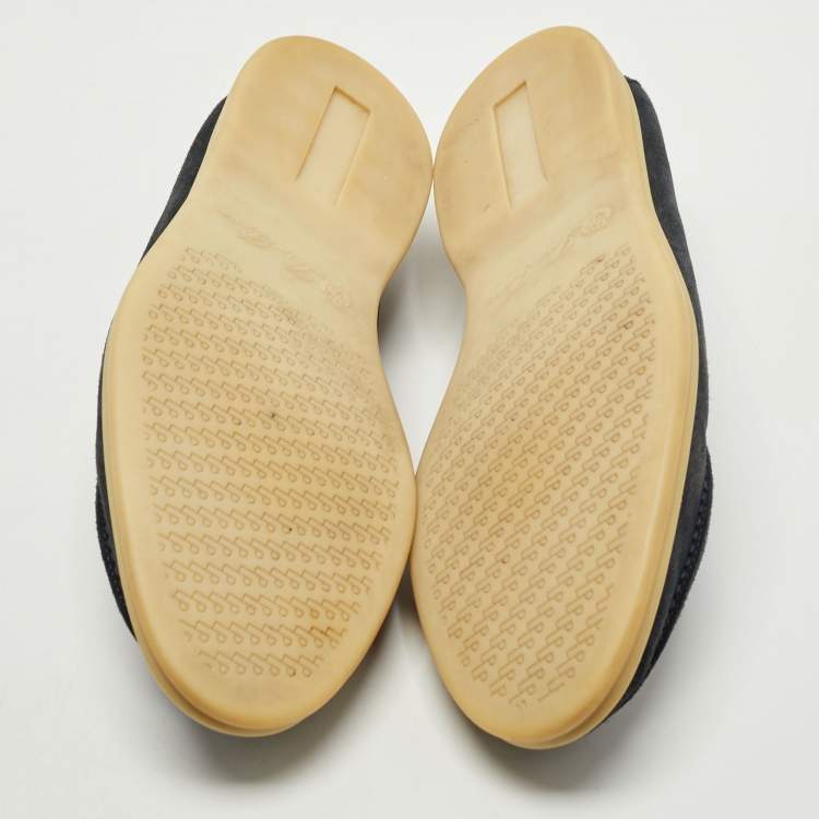 Pre Owned Loro Piana Navy Blue Suede Summer Walks Loafers Size 41