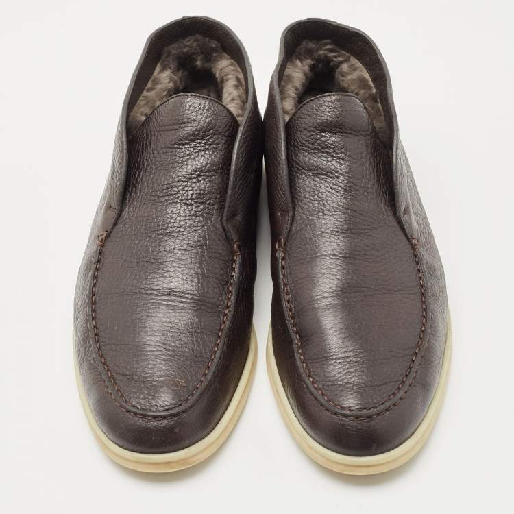 Pre Owned Loro Piana Brown Leather Open Walk Ankle Boots Size 41