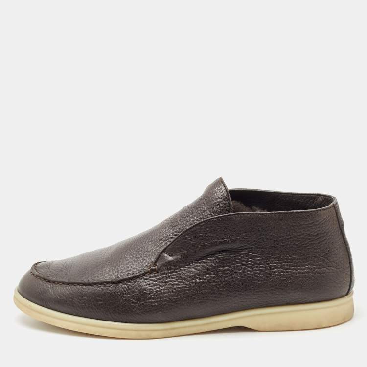 Pre Owned Loro Piana Brown Leather Open Walk Ankle Boots Size 41
