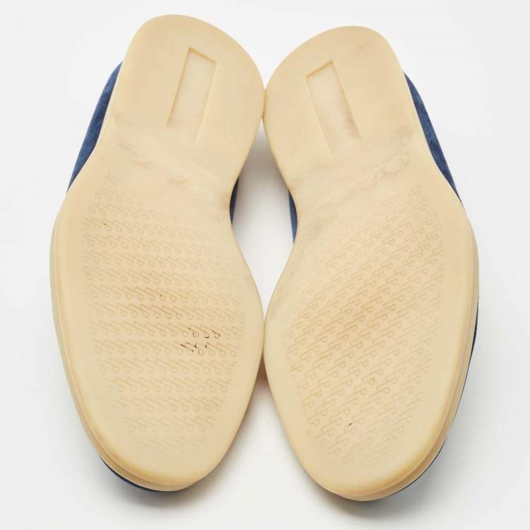 Pre Owned Loro Piana Navy Blue Suede Summer Walk Loafers Size 41